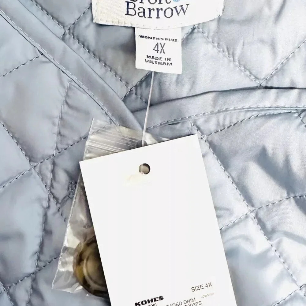 NWT CROFT&BARROW Women Button Down Collarless Quilted Blue Jacket Lightweight 4X - Picture 13 of 15